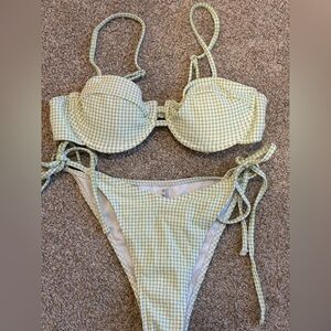Green Checkered Bikini Set